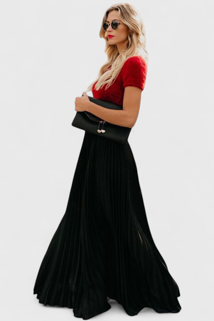 Mila Falda Larga Plisada de Talle Alto