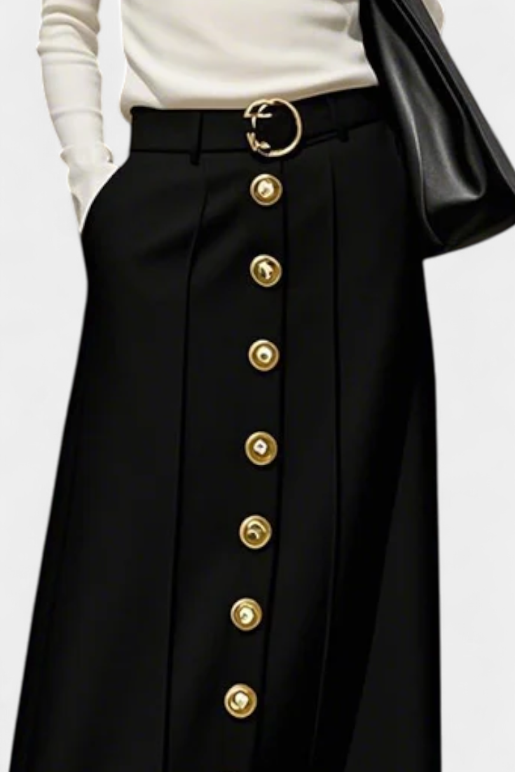 Ada Falda de Botones Suelta con Bolsillos y Estilo Urbano