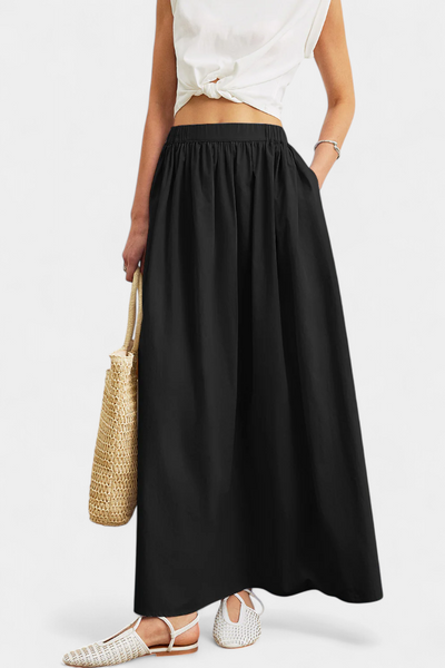 Yora Falda A-Line de Algodón con Cintura Elástica y Bolsillos