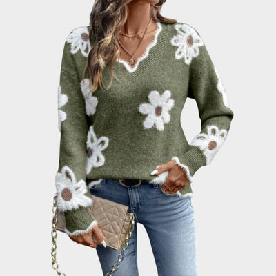 Thea™ | Jersey de mujer con flores blancas