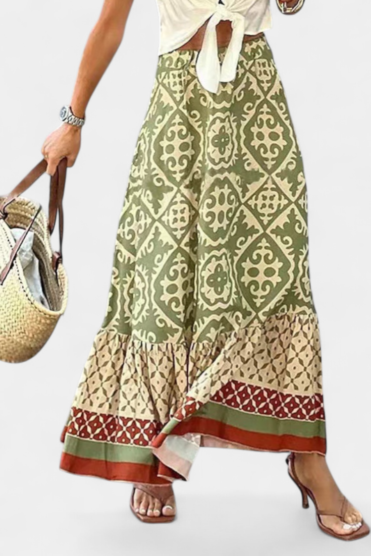 Ethel Falda Maxi Estampada con Volante