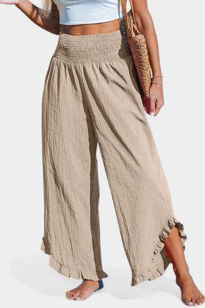 Justina Pantalón Palazzo con Volantes y Talle Alto