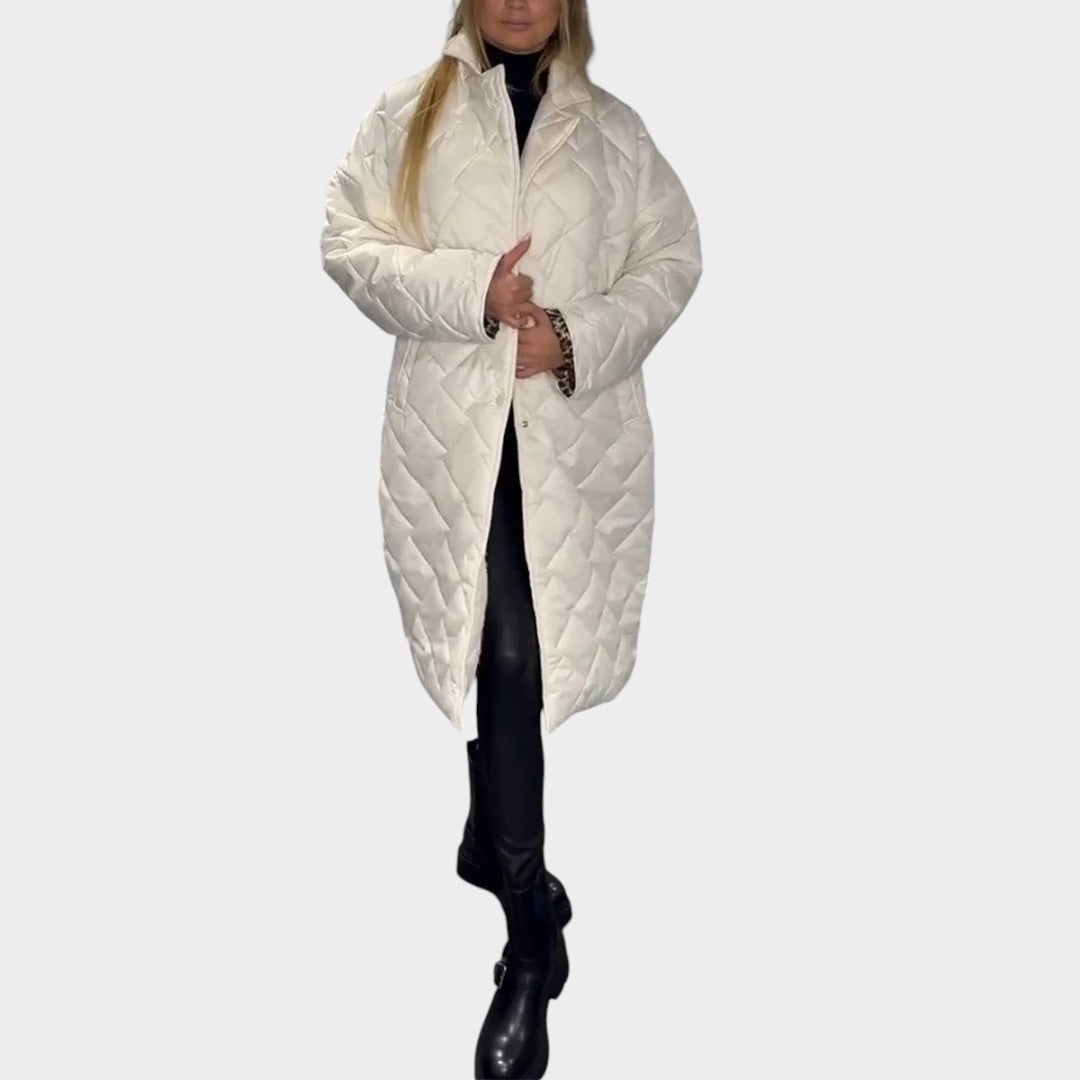 Valeria™ | Abrigo acolchado reversible con forro de leopardo