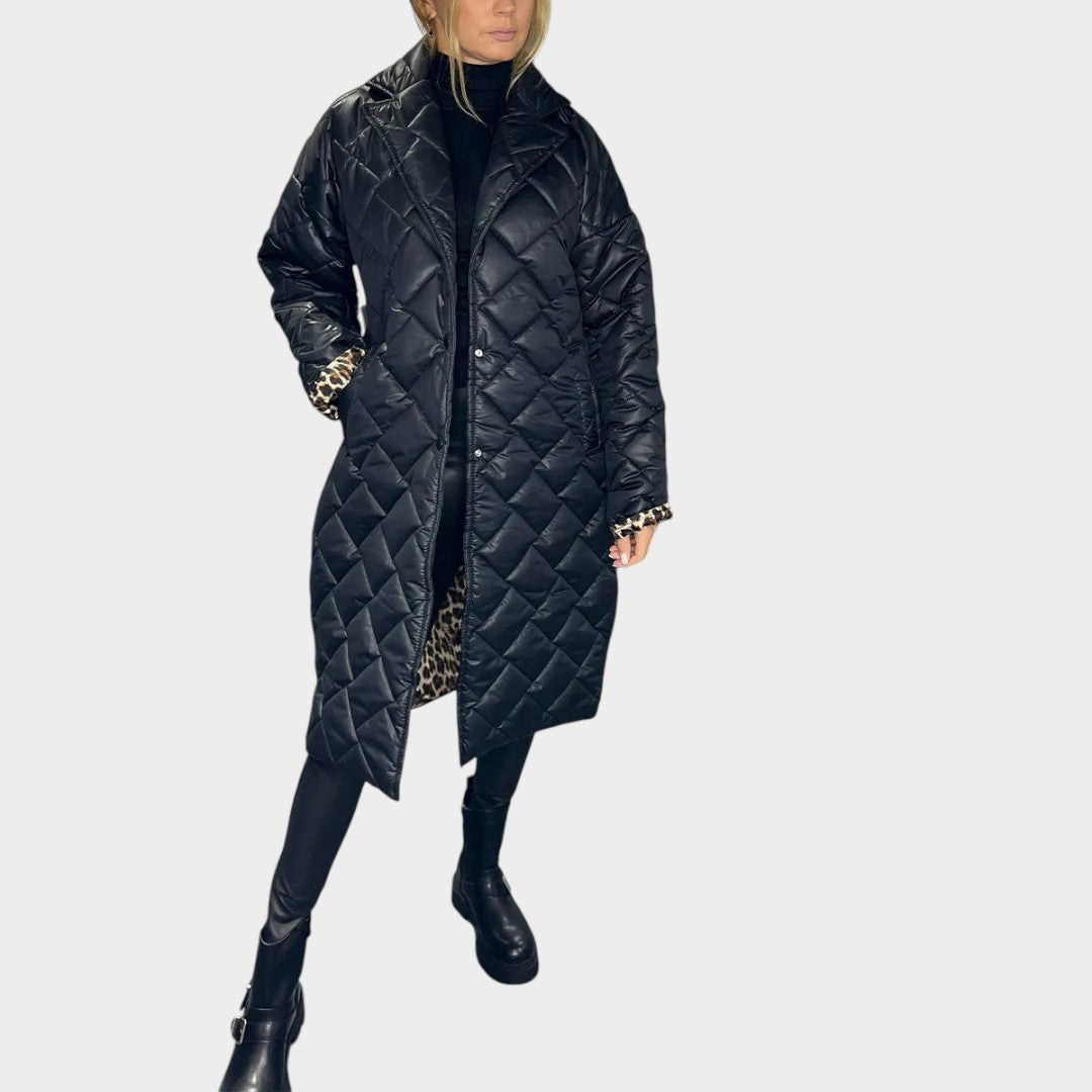 Valeria™ | Abrigo acolchado reversible con forro de leopardo